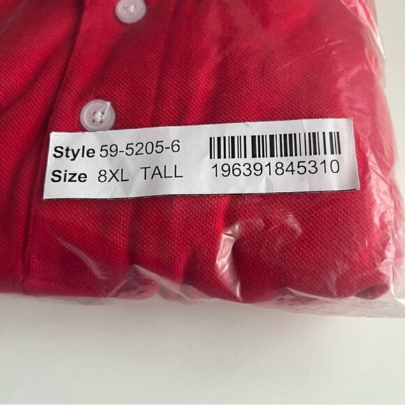 KingSize - Men's Big & Tall Shrink-less Polo Shirt - True Red. Size: 8XL. NIB - Picture 5 of 7